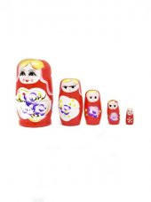 Ahşap Matruşka Bebek Beşli Set Kırmızı - 9
