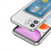 Apple iPhone 11 Kılıf Kartlıklı Şeffaf Setra Clear Silikon Kapak - 1
