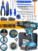 Eisenn Germany Technology Blue Çift Akülü Vidalama Matkap E-6437 Metal Şanzıman 37 Pcs Komple Set - 1