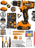 Eisenn Alman 328 Vf 20 Ah Darbeli Metal Mandren Bakır Sargı Vidalama Matkap Çift Akülü 100 Pcs Set Hediyeli - 1