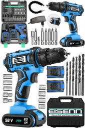 Eisenn Germany Technology DREAM Blue 58 V 8 AH Çelik Motor Samsung Çift Akülü Vidalama Matkap  Set - 1
