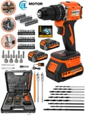 Eisenn German E-013 Orange Drive Darbeli 21 V 4 AH Fırçasız Motor Şarjlı Vidalam Matkap + 84 Pcs Set - 1