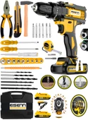 Eisenn Çift Akülü E-1437 Turbo Şarjlı Vidalama Matkap Lion Metal Şanzıman 37 Pcs Set - 1
