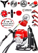 Lombard İtalia LH 556 7 İN 1 Sırt Tipi Benzinli Motorlu Ot Çalı Tırpanı Çim Biçme Canavar Başlık 20 Hp - 1
