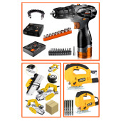 ProJcb Plus American Süper Set Lİ-İON Akülü Vidalama Matkap Usta Setli Planya Dekupaj Testere - 1