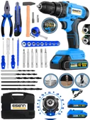 Eisenn Germany E-3300 Li Yeni Nesil 45 Torq Kademe Çift Akülü Vidalama Matkap 37 Pcs Komple Set Hediyeli - 1