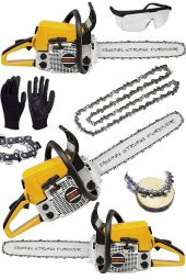Eisenn Alman Teknloji PROSAW MS 8800 8,2 HP Benzinli Ağaç Odun Kesim Motoru Yedek Zincir Hediyeli - 1