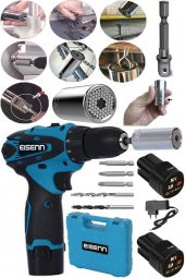 Eisenn Alman Quick 46 V 5 Ah Li-On Samsung Çift Akülü Matkap 5 Pcs Uç + 7-19 Mm Akıllı Soket - 1