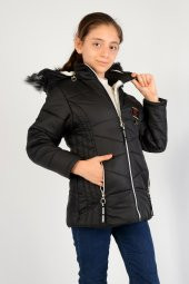 Lugmo Kız Çocuk Montu Kaban Messina Kürklü Siyah - 1