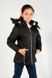 Lugmo Kız Çocuk Montu Kaban Messina Kürklü Siyah - 3