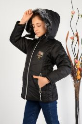 Lugmo Kız Çocuk Montu Kaban Messina Kürklü Siyah - 5