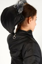 Lugmo Kız Çocuk Montu Kaban Messina Kürklü Siyah - 6