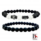 Havlit & Oniks & Hematit İkili Erkek Doğal Taş Bileklik - 2