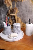 Mermer Banyo Seti 5’Li, Doğaltaş Mermer Banyo Aksesuar Seti - 1