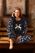 Nisanca Kışlık Kadın Polar Pijama Takımı - Yılbaşı Pijaması - 10