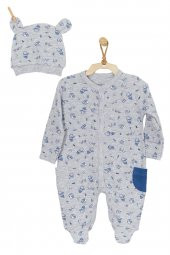 Andywawa Erkek Bebek Gri Desenli Tulum Takımı Romper Set AC22148Rep - 1