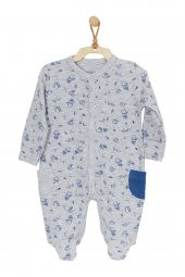 Andywawa Erkek Bebek Gri Desenli Tulum Takımı Romper Set AC22148Rep - 2