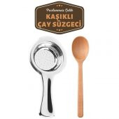 TransForMacion Paslanmaz Metal Çay Süzgeci Ahşap Kaşık Seti - 2