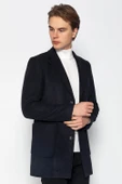 Erkek Cepli Düğmeli Kışlık Yünlü Klasik Uzun Palto Kaban - 8