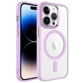 iPhone 14 Pro Kılıf Wireless Şarj Özellikli Krom Magsafe Silikon - 9