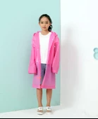 Eva Bordo Pratik Trend Çocuk Yağmurluğu Unisex 8- 12 Yaş Pembe Standart - 4