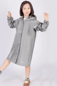 Eva Bordo Pratik Trend Çocuk Yağmurluğu Unisex 8- 12 Yaş  Gri Standart - 3
