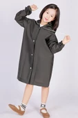 Eva Bordo Pratik Trend Çocuk Yağmurluğu Unisex 8- 12 Yaş Siyah Standart - 4