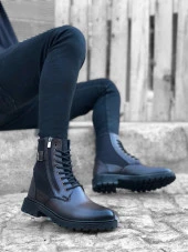 BA0218 Yan Toka Fermuarlı Kahverengi Erkek Spor Klasik Postal Bot thumbnail 1