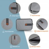 NPO Ace 13" Notebook & Tablet Kılıfı/Çantası-Açık Gri thumbnail 3