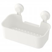 Beyaz Duş Sepeti Kare MeridyenDukkan Banyo Raf Vantuzlu Banyo Rafı 28x17x17 - 1