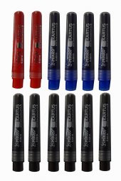 Siyah 6 Mavi 4 Kırmızı 2 Tahta Kalemi Kartuşu 12 li 1 Paket Beyaz Tahta Kalemi Mürekkep Kartuşu - 1