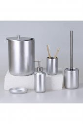By Selim Elegance Gümüş 5 Parça Polyester Banyo Seti - 1