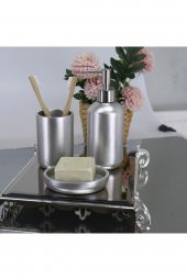 By Selim Elegance Gümüş 5 Parça Polyester Banyo Seti - 3