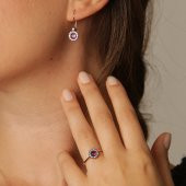 Yakut Renk Taşlı 3lü Takım - 3