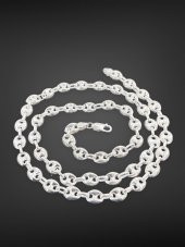 925 Ayar Gümüş 65 cm Uzunluk 8 mm 36 gr Kahve Çekirdeği Kolye - 2