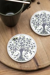 Zeytin Ağacı 2 li Seramik Bardak Altlığı - 1