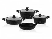 Taç Master Cook 7 Parça Granit Tencere Seti Siyah - 1