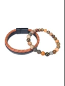 JTSS22KOB1088 JANTİ HAKİKİ DERİ MIKNATIS KAPAMA JASPER DOĞALTAŞ KOMBİN BİLEKLİK KUTULU thumbnail 1