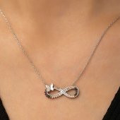 925 Ayar Gümüş Kelebekli Sonsuzluk Kadın Gümüş Kolye thumbnail 2
