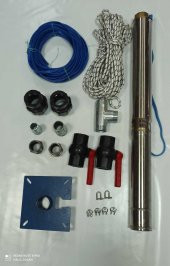 4Sd6/8 1 Hp Alarko Trifaze 20 Mt Yassı Kablolu 40 Mt Halatlı Çift Vanalı Akıtma Başlıklı Takım Dalgıç Pompa thumbnail 4