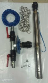 4SD6/8 1 HP ALARKO TRİFAZE 30 MT YASSI KABLOLU  60 MT HALATLI ÇİFT VANALI AKITMA BAŞLIKLI TAKIM DALGIÇ POMPA - 2