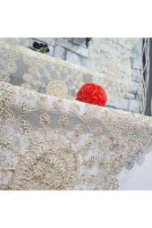 Çiçek Kordonlu 5 Parça Salon Takımı Cappucino - Gold - 11
