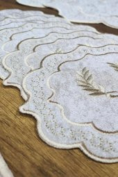 Çeyiz Diyarı Fiyonk Nakışlı 19 Parça Amerikan Servis Seti Krem Cappucino thumbnail 12