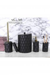 By Selim Prizma Siyah 5 Parça Polyester Banyo Seti - 2