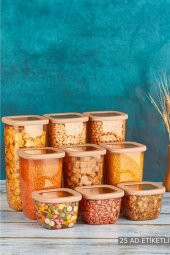 Rossel Premium Vip Ahmet Kumsal Kare Saklama Kabı 9lu Set Şeffaf Bakır VP-061 - 1