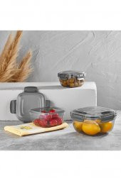 Rossel Premium Vip Ahmet Kumsal Kare Saklama Kabı 3lü Set Şeffaf Füme VP-022 - 1