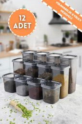 Rossel Premium Lüks Füme 12li Erzak Saklama Kabı Etiket Hediyeli - 1