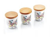Noble Life Kelebek Bambu Ahşap Kapaklı 3’lü Orta Baharatlık - 20032 - 1