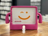 Apple iPad 6 Air 2 Çocuk Tablet Kılıf Standlı Tutacaklı Yumuşak Silikon (İBUY)-K.PEMBE - 1