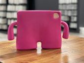 Apple iPad 6 Air 2 Çocuk Tablet Kılıf Standlı Tutacaklı Yumuşak Silikon (İBUY)-K.PEMBE - 4